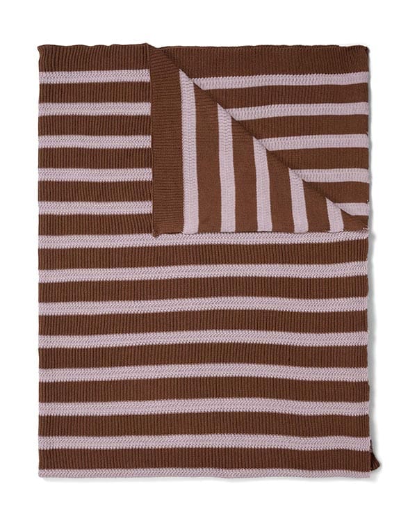Marc O&apos;Polo Structure knit Toffee brown plaid 130x170